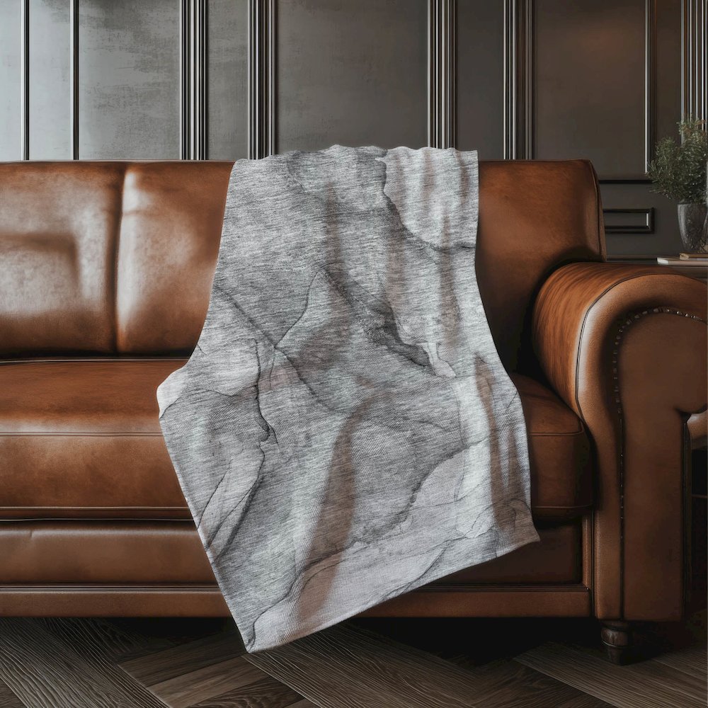 Premium Machine Washable ASB607 Gray 50" x 70" Sherpa Throw Blanket. Picture 4