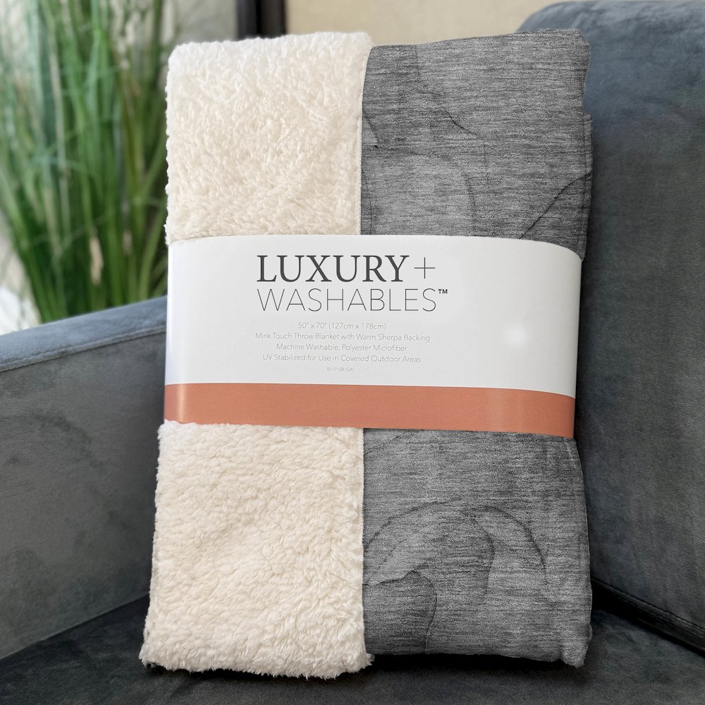 Premium Machine Washable ASB607 Gray 50" x 70" Sherpa Throw Blanket. Picture 3