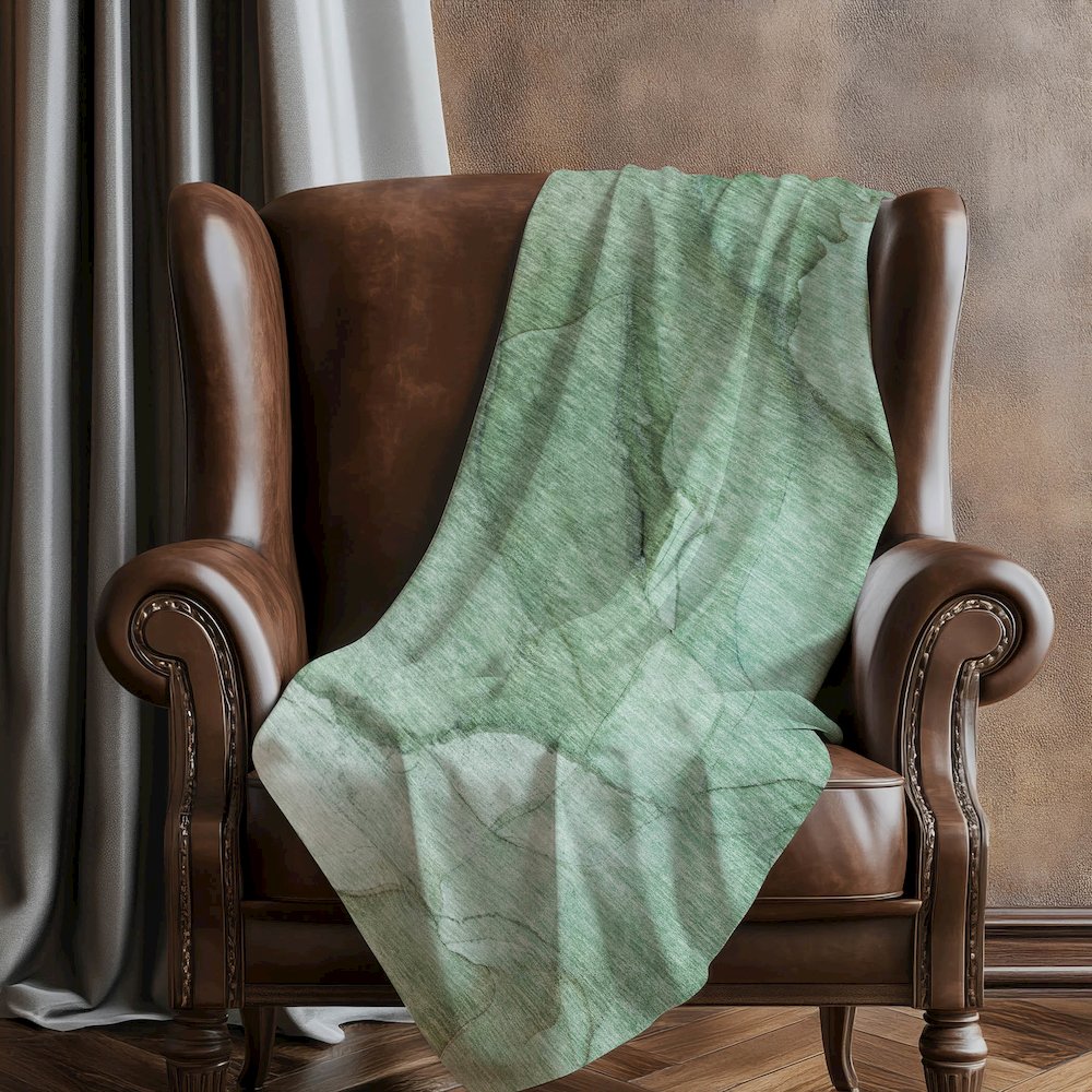 Premium Machine Washable ASB607 Green 50" x 70" Sherpa Throw Blanket. Picture 5