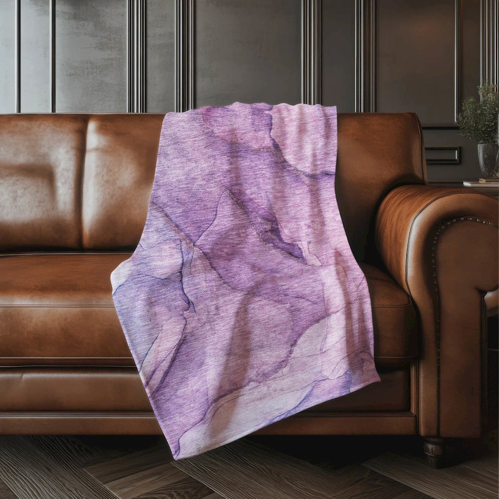 Premium Machine Washable ASB607 Purple 50" x 70" Sherpa Throw Blanket. Picture 4
