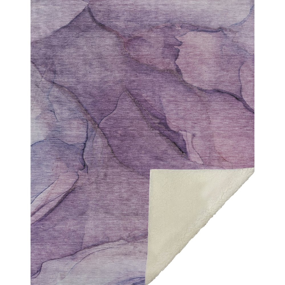 Premium Machine Washable ASB607 Purple 50" x 70" Sherpa Throw Blanket. Picture 1