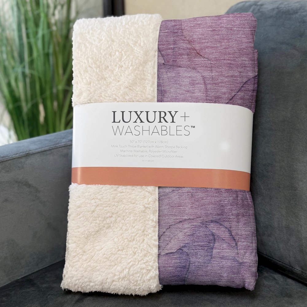 Premium Machine Washable ASB607 Purple 50" x 70" Sherpa Throw Blanket. Picture 3