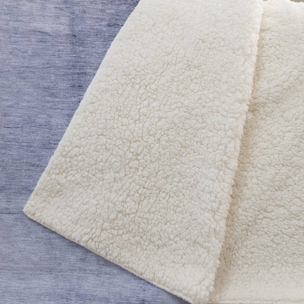 Premium Machine Washable ASB608 Navy 50" x 70" Sherpa Throw Blanket. Picture 2