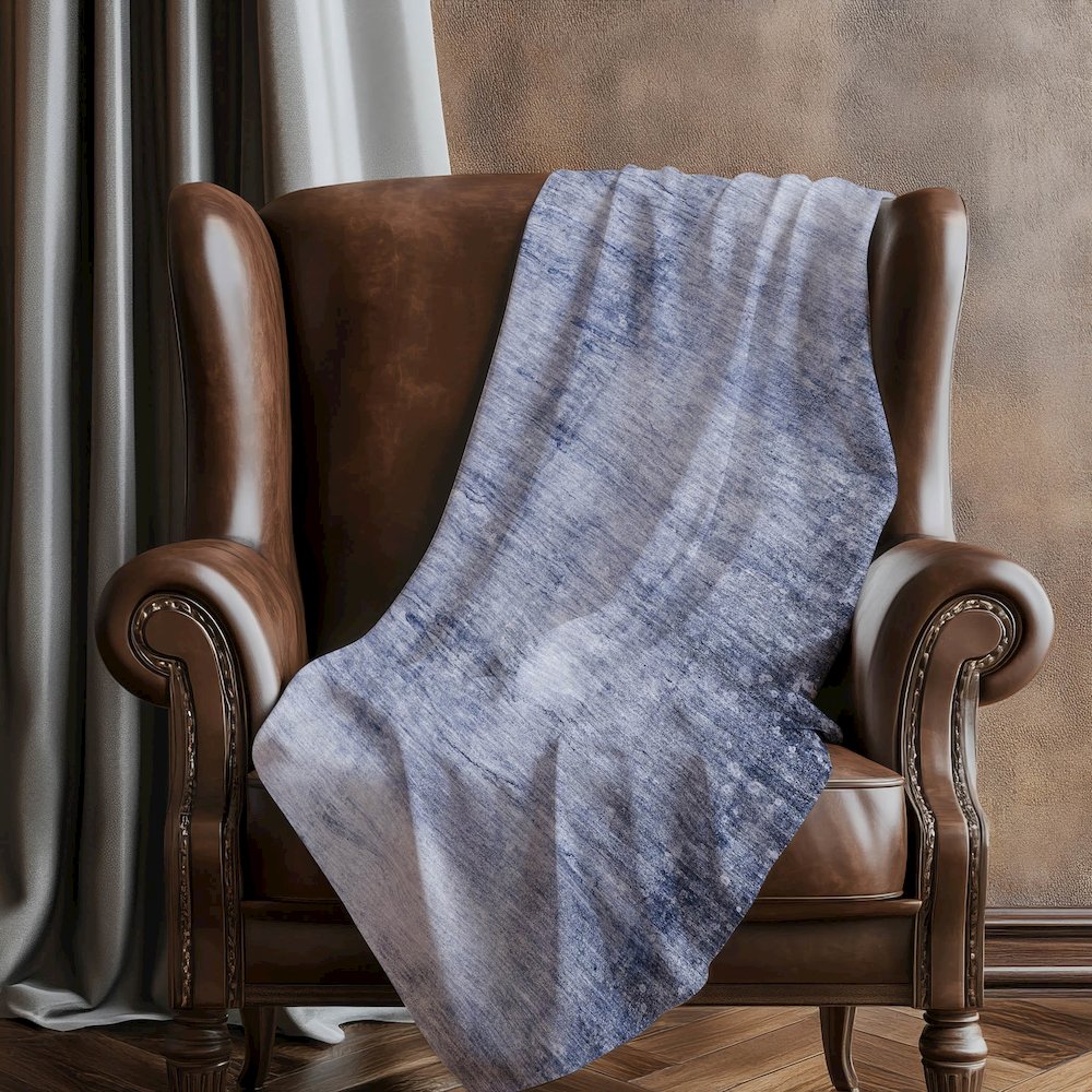 Premium Machine Washable ASB608 Navy 50" x 70" Sherpa Throw Blanket. Picture 5