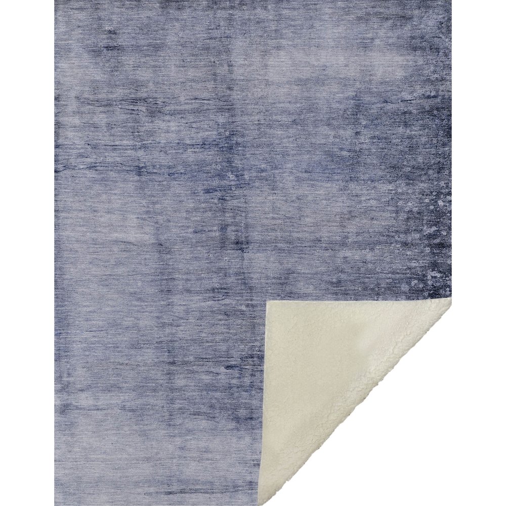 Premium Machine Washable ASB608 Navy 50" x 70" Sherpa Throw Blanket. Picture 1