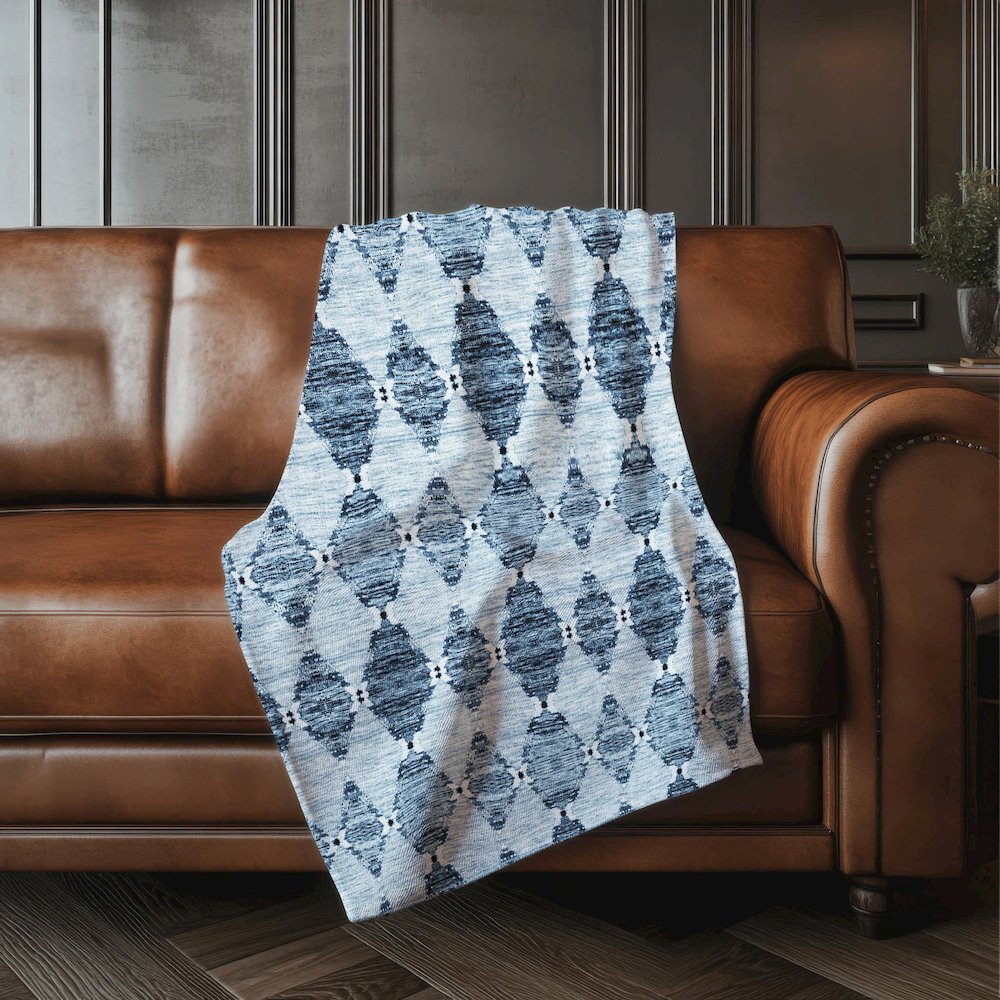 Premium Machine Washable ASB610 Blue 50" x 70" Sherpa Throw Blanket. Picture 4