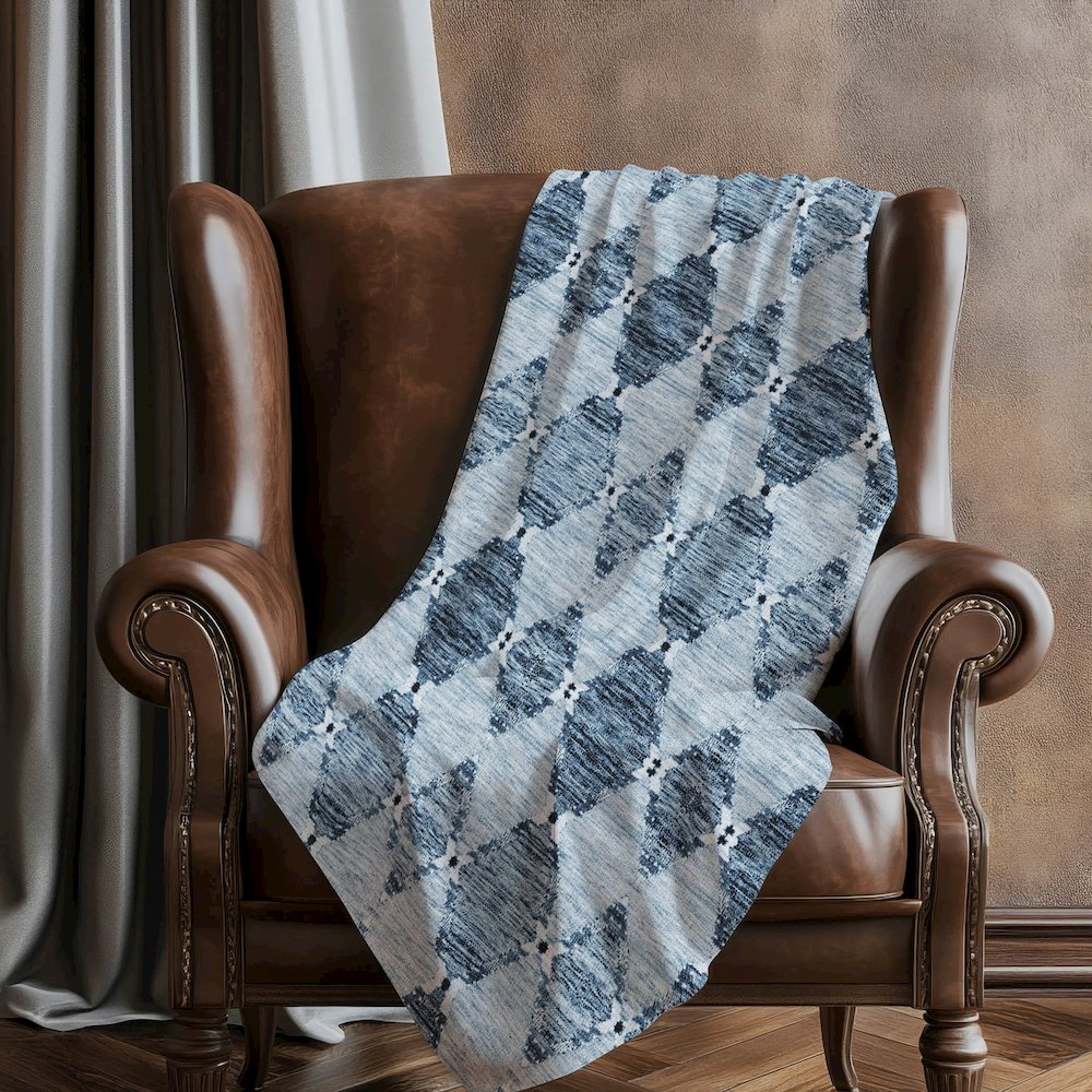 Premium Machine Washable ASB610 Blue 50" x 70" Sherpa Throw Blanket. Picture 5