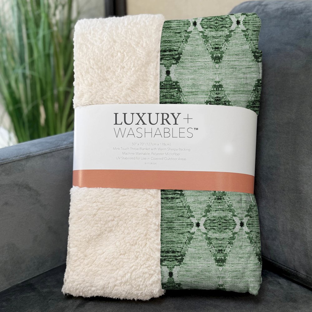 Premium Machine Washable ASB610 Emerald 50" x 70" Sherpa Throw Blanket. Picture 3