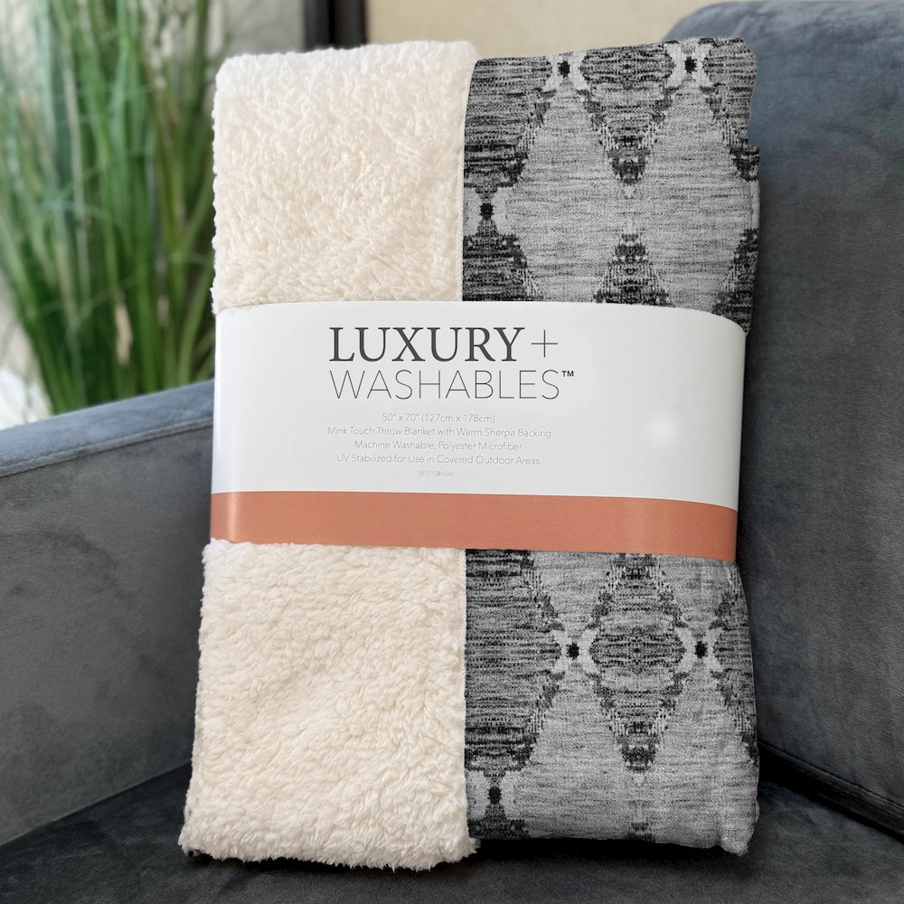 Premium Machine Washable ASB610 Gray 50" x 70" Sherpa Throw Blanket. Picture 3