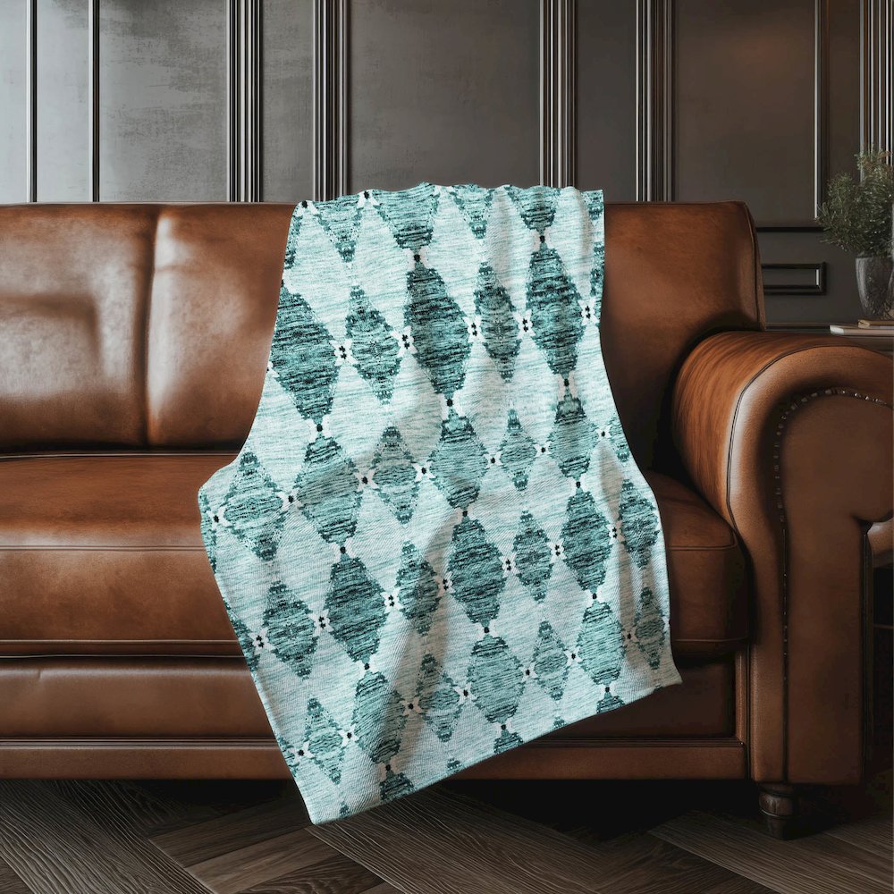 Premium Machine Washable ASB610 Teal 50" x 70" Sherpa Throw Blanket. Picture 4