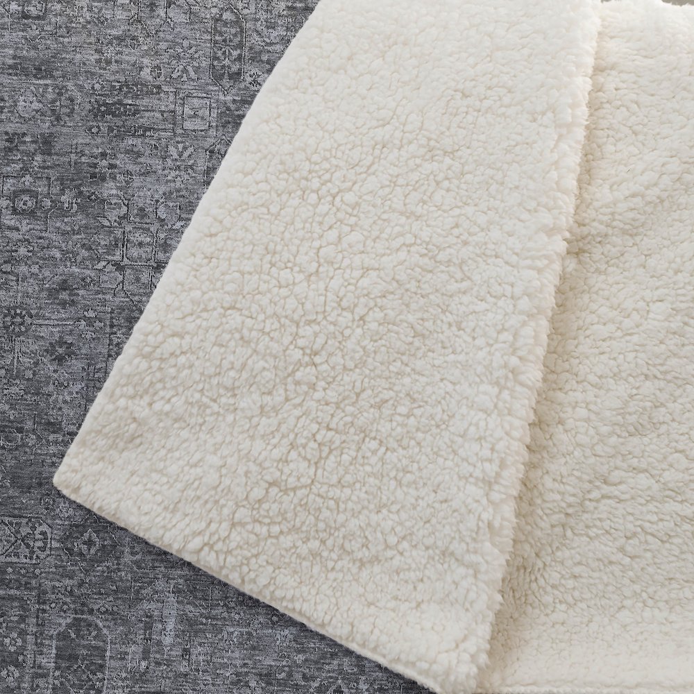Premium Machine Washable ASB611 Charcoal 50" x 70" Sherpa Throw Blanket. Picture 2