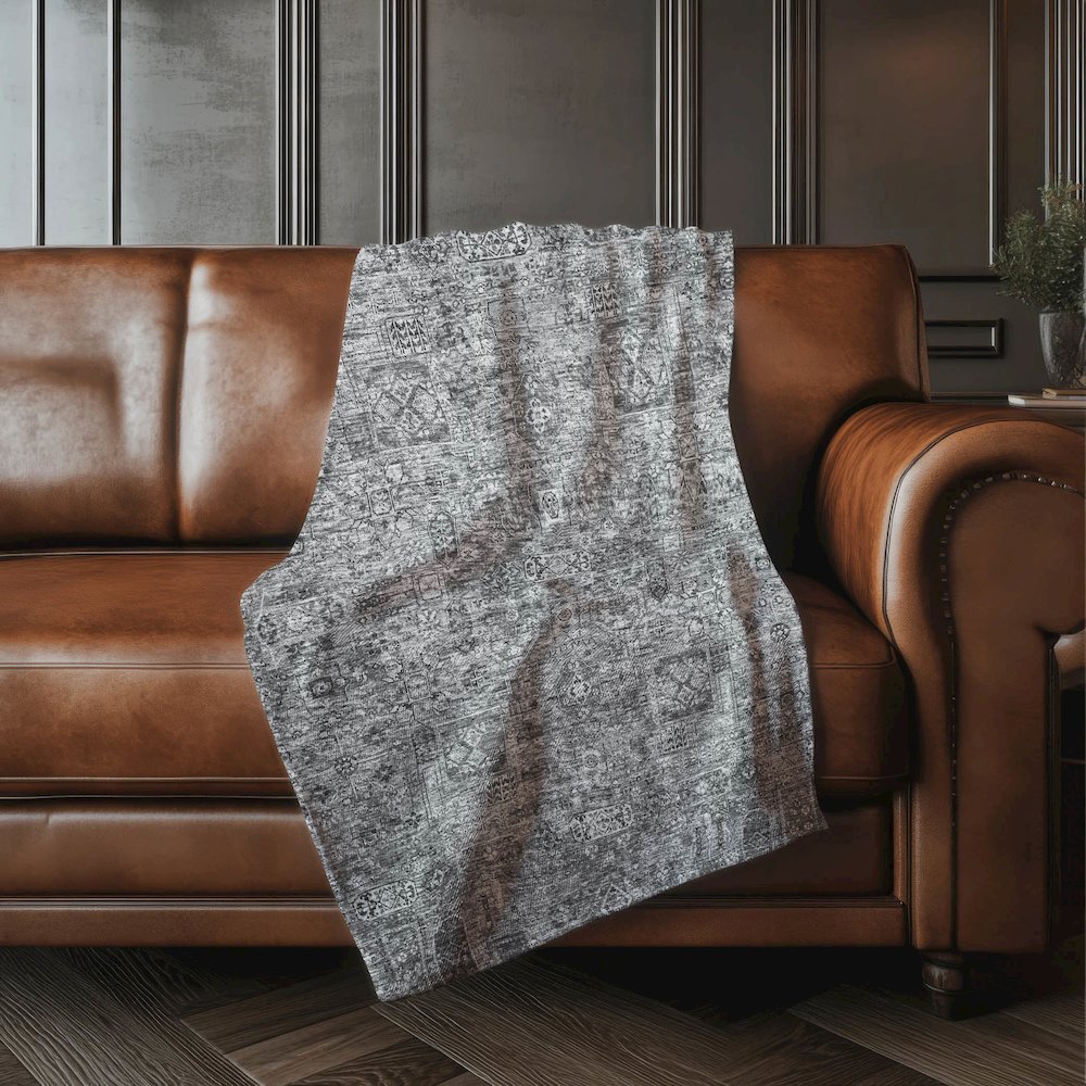 Premium Machine Washable ASB611 Charcoal 50" x 70" Sherpa Throw Blanket. Picture 4