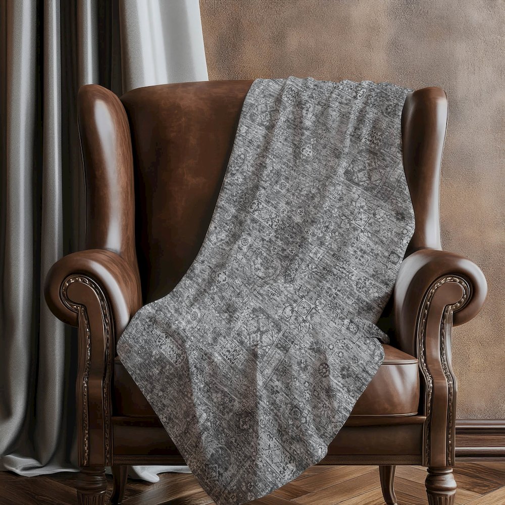 Premium Machine Washable ASB611 Charcoal 50" x 70" Sherpa Throw Blanket. Picture 5