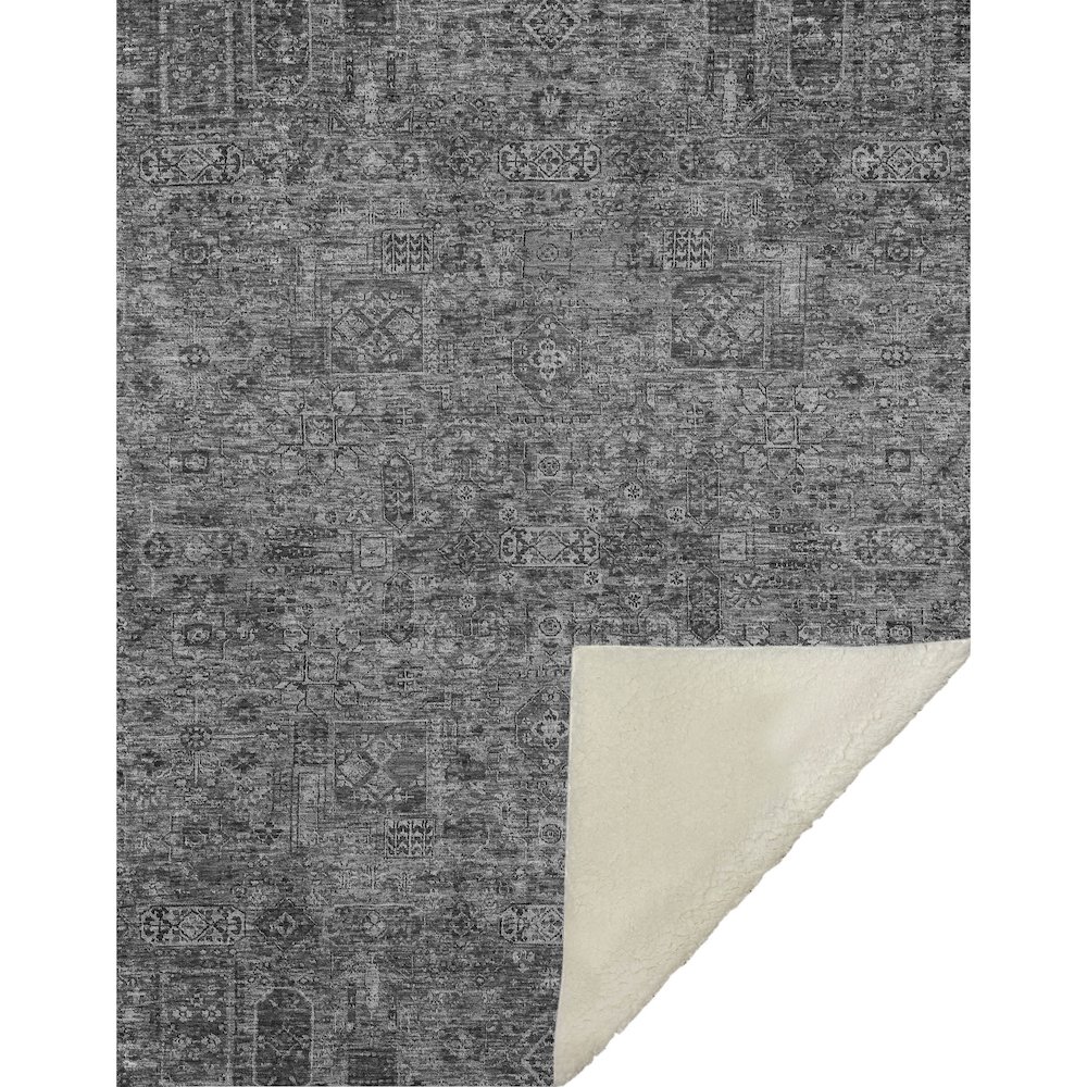 Premium Machine Washable ASB611 Charcoal 50" x 70" Sherpa Throw Blanket. Picture 1