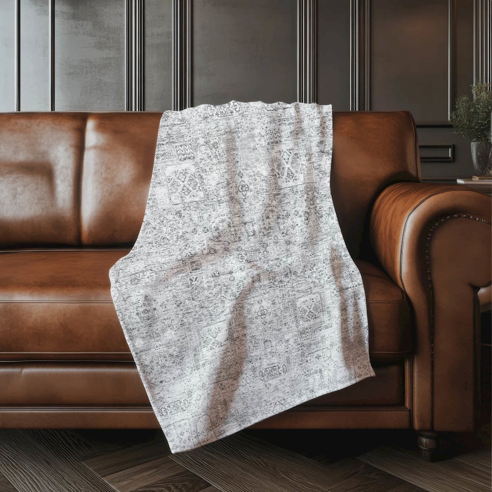 Premium Machine Washable ASB611 Gray 50" x 70" Sherpa Throw Blanket. Picture 4