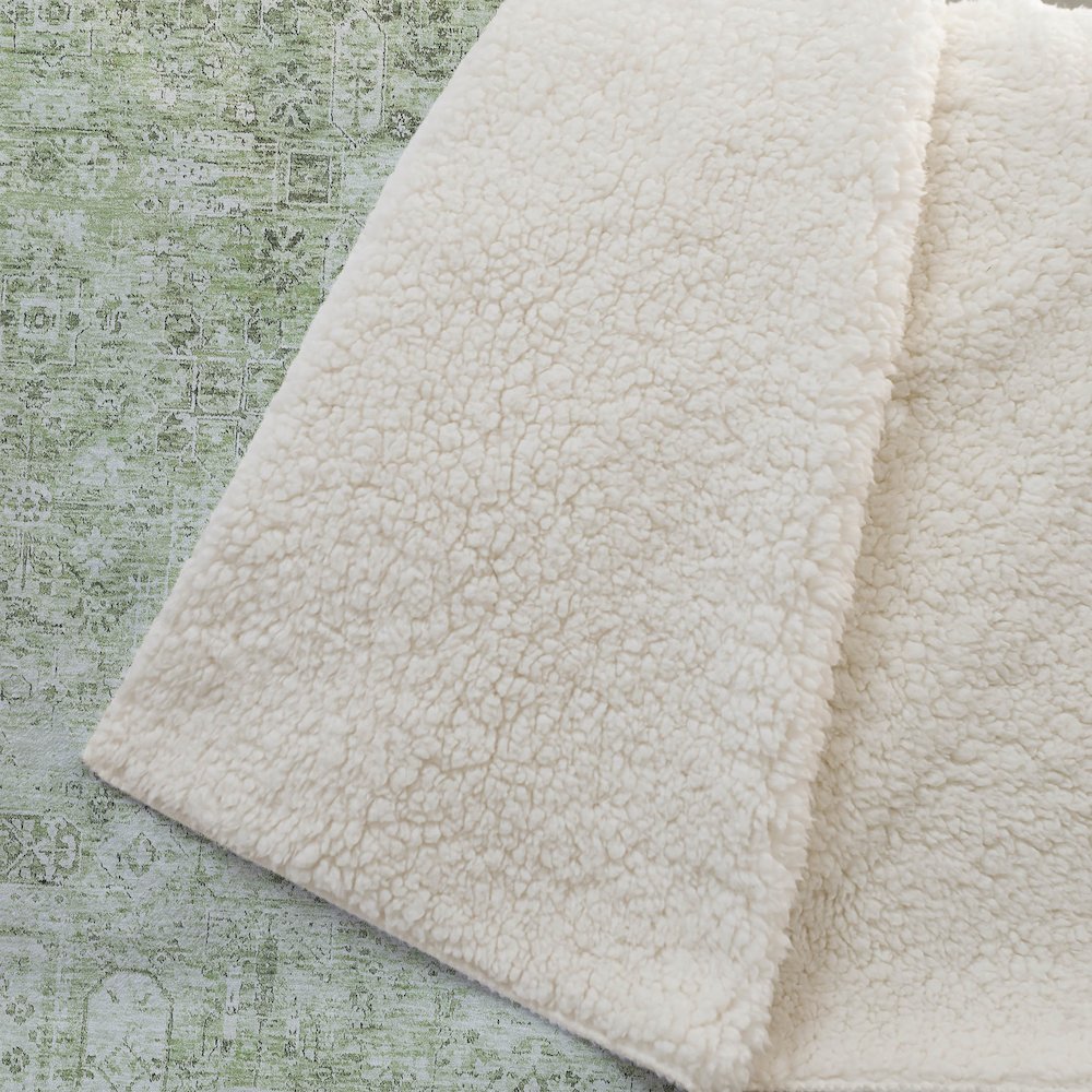 Premium Machine Washable ASB611 Green 50" x 70" Sherpa Throw Blanket. Picture 2