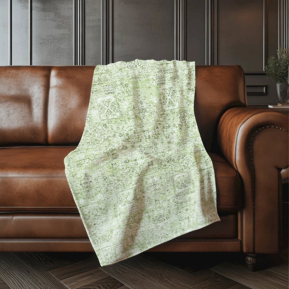 Premium Machine Washable ASB611 Green 50" x 70" Sherpa Throw Blanket. Picture 4