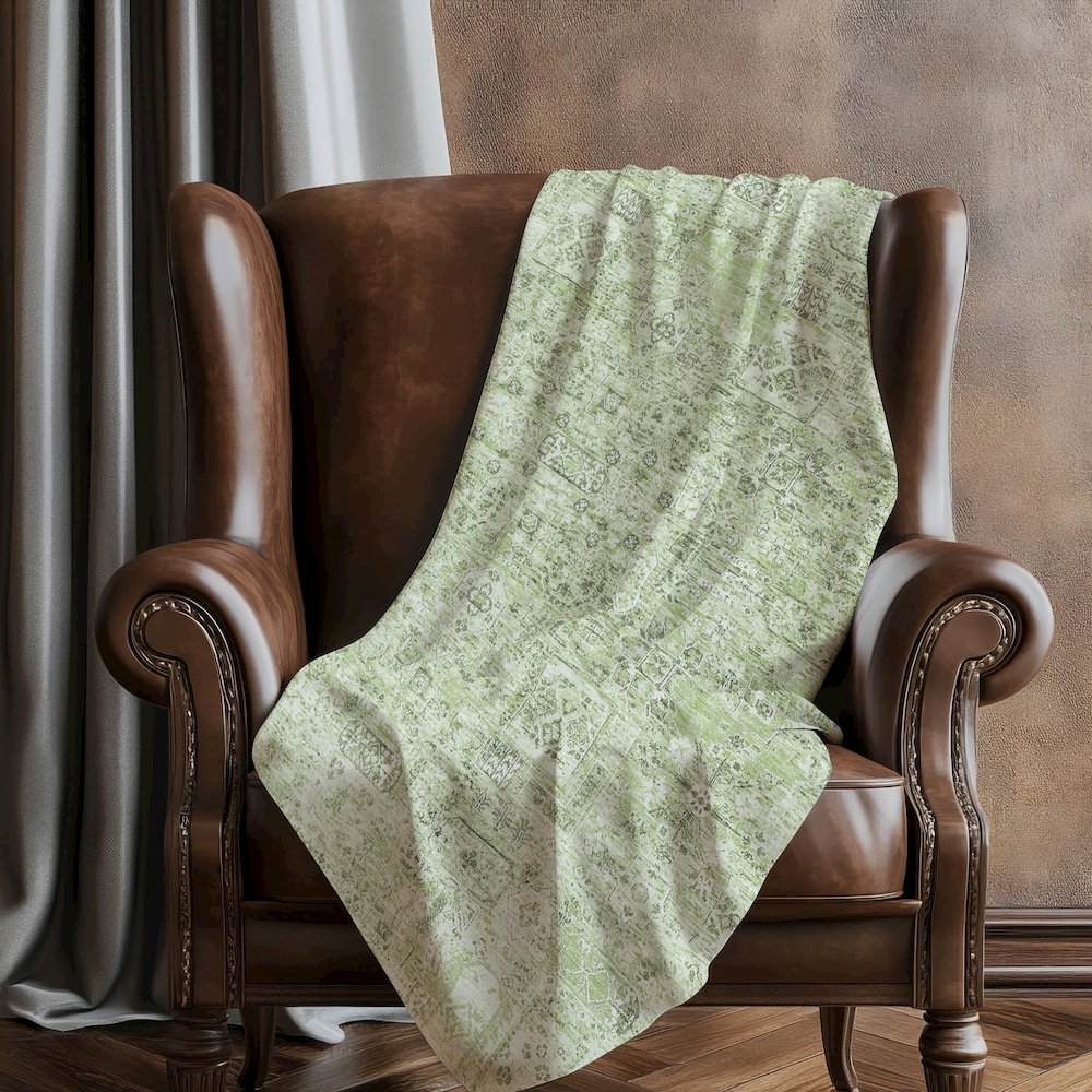 Premium Machine Washable ASB611 Green 50" x 70" Sherpa Throw Blanket. Picture 5