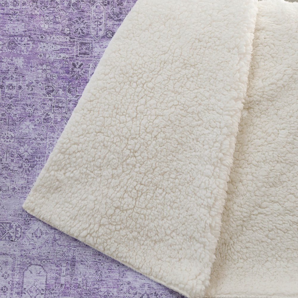 Premium Machine Washable ASB611 Lilac 50" x 70" Sherpa Throw Blanket. Picture 2