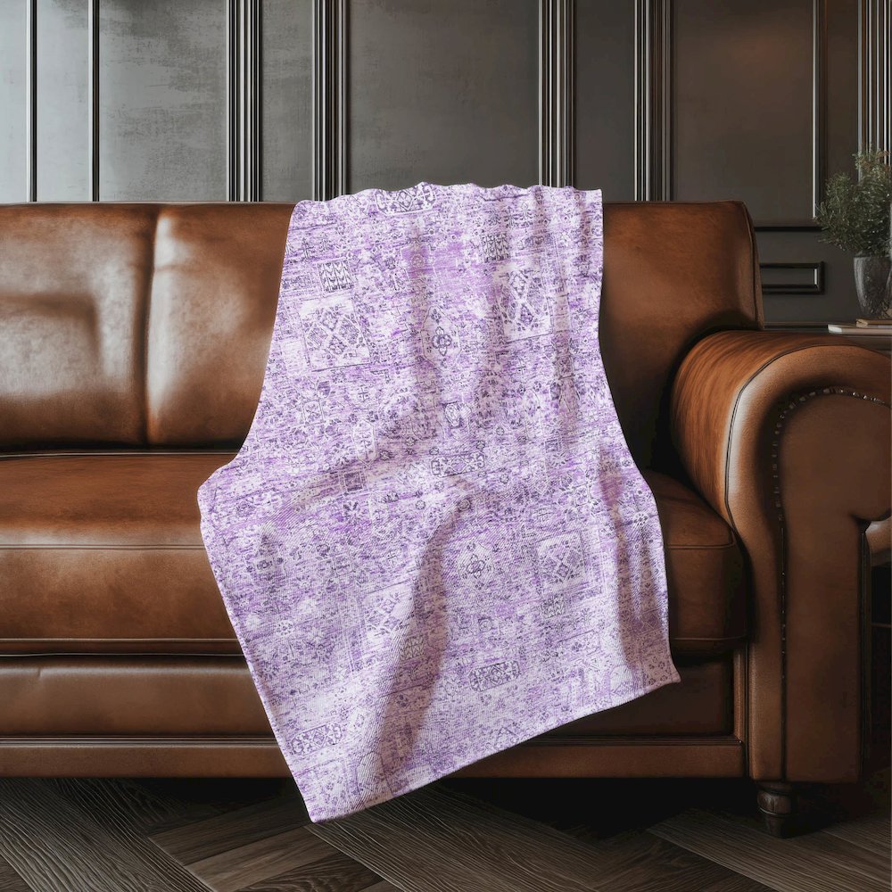 Premium Machine Washable ASB611 Lilac 50" x 70" Sherpa Throw Blanket. Picture 4