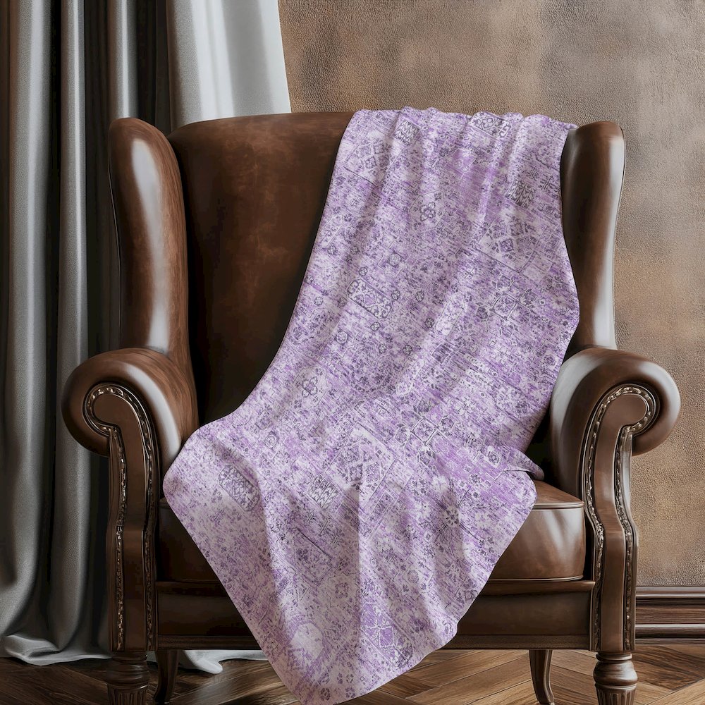 Premium Machine Washable ASB611 Lilac 50" x 70" Sherpa Throw Blanket. Picture 5