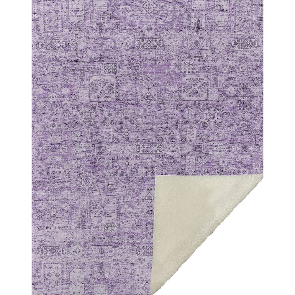 Premium Machine Washable ASB611 Lilac 50" x 70" Sherpa Throw Blanket. Picture 1