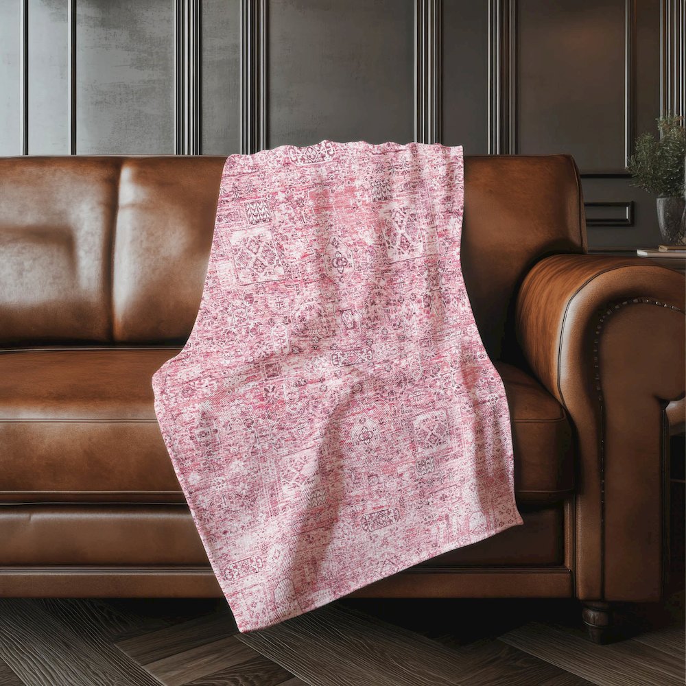 Premium Machine Washable ASB611 Pink 50" x 70" Sherpa Throw Blanket. Picture 4