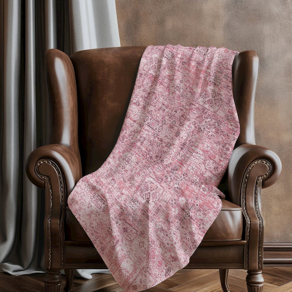 Premium Machine Washable ASB611 Pink 50" x 70" Sherpa Throw Blanket. Picture 5