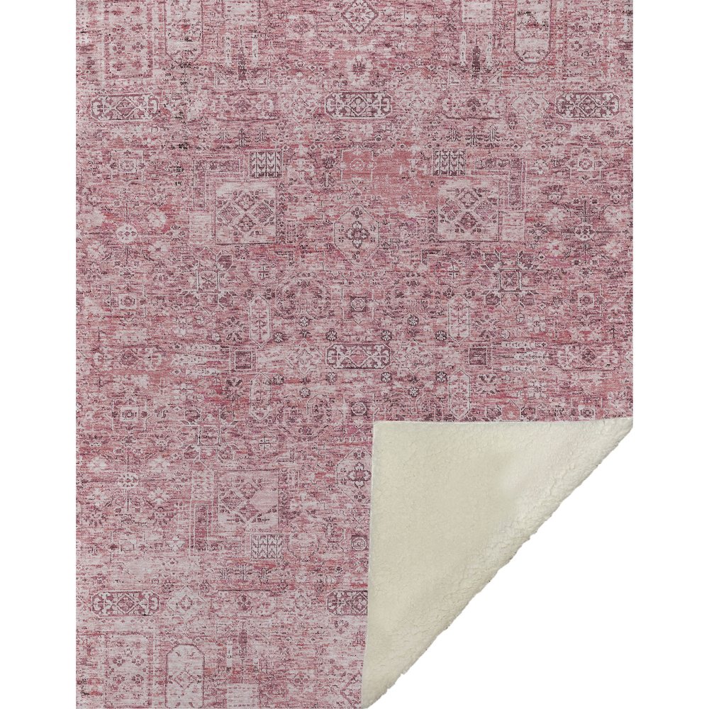 Premium Machine Washable ASB611 Pink 50" x 70" Sherpa Throw Blanket. Picture 1