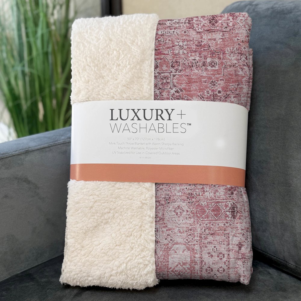 Premium Machine Washable ASB611 Pink 50" x 70" Sherpa Throw Blanket. Picture 3