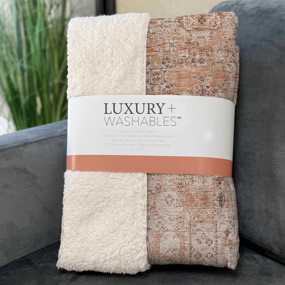Premium Machine Washable ASB611 Salmon 50" x 70" Sherpa Throw Blanket. Picture 3