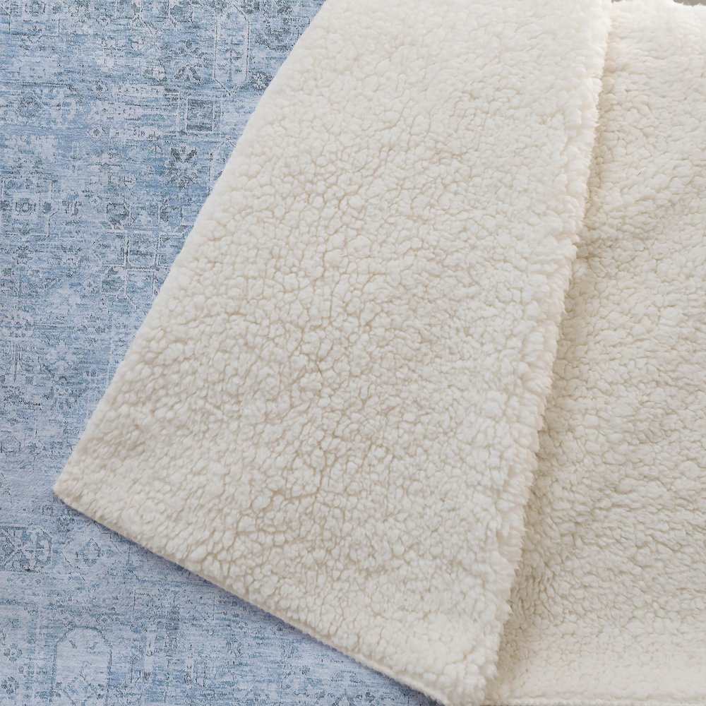 Premium Machine Washable ASB611 Sky 50" x 70" Sherpa Throw Blanket. Picture 2