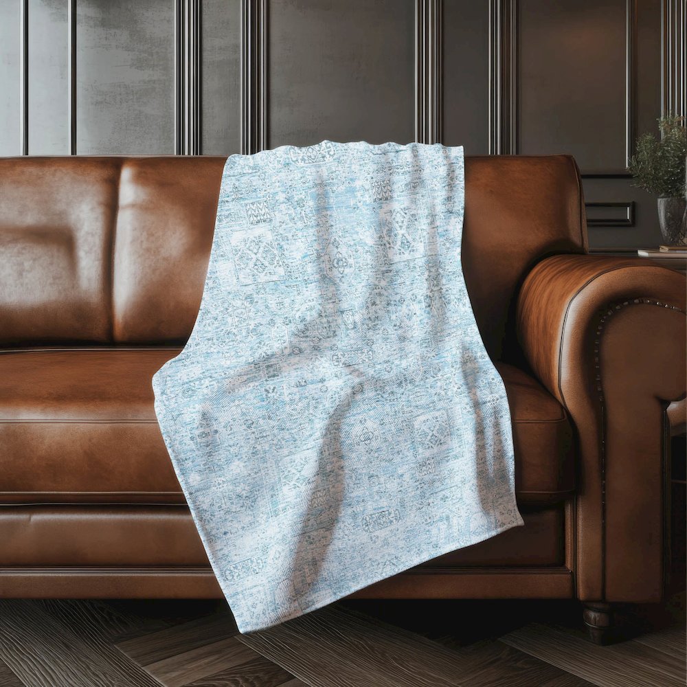 Premium Machine Washable ASB611 Sky 50" x 70" Sherpa Throw Blanket. Picture 4