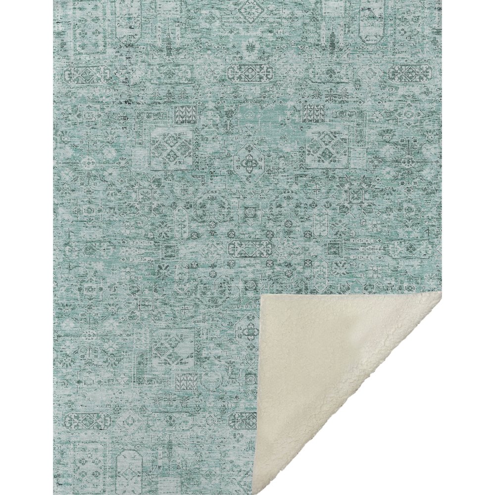 Premium Machine Washable ASB611 Teal 50" x 70" Sherpa Throw Blanket. Picture 1