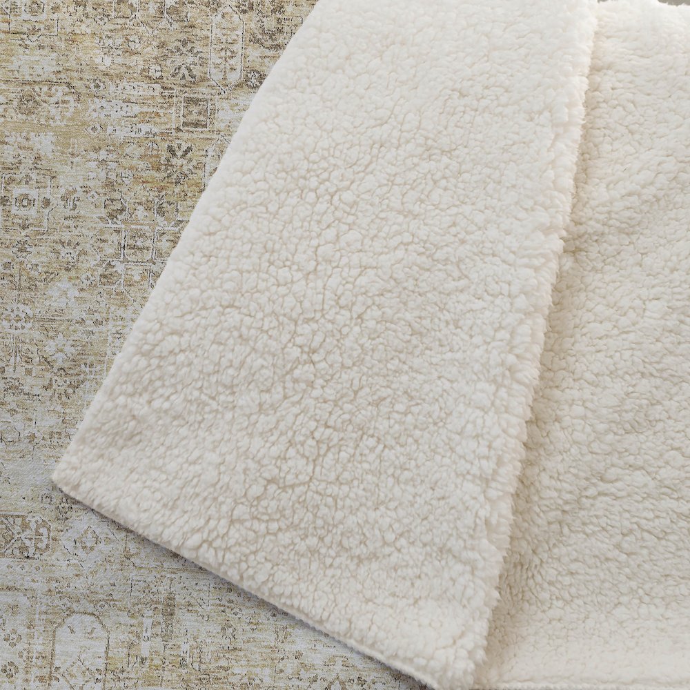 Premium Machine Washable ASB611 Wheat 50" x 70" Sherpa Throw Blanket. Picture 2