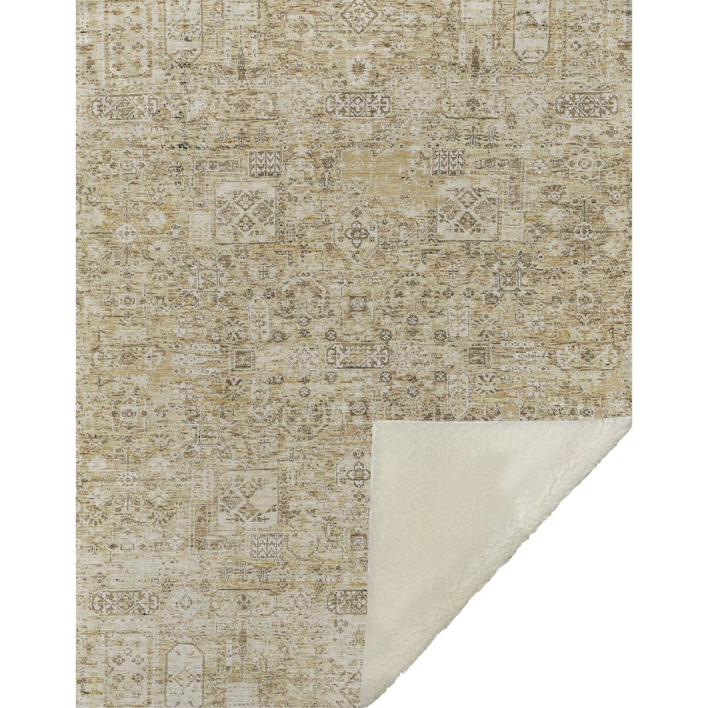 Premium Machine Washable ASB611 Wheat 50" x 70" Sherpa Throw Blanket. Picture 1