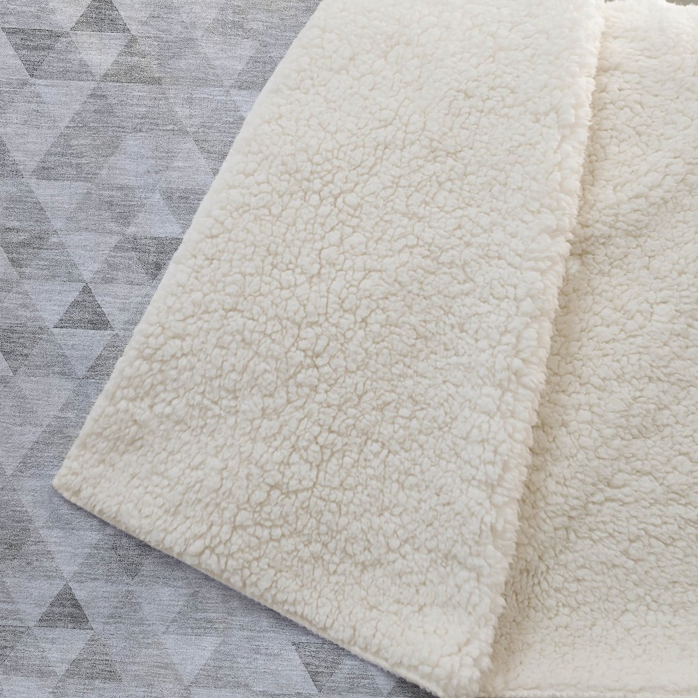 Premium Machine Washable ASB612 Silver 50" x 70" Sherpa Throw Blanket. Picture 2