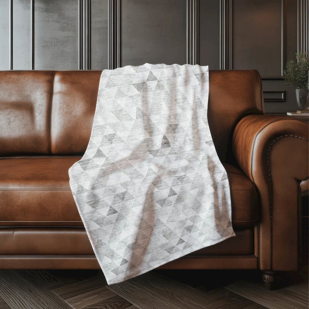 Premium Machine Washable ASB612 Silver 50" x 70" Sherpa Throw Blanket. Picture 4