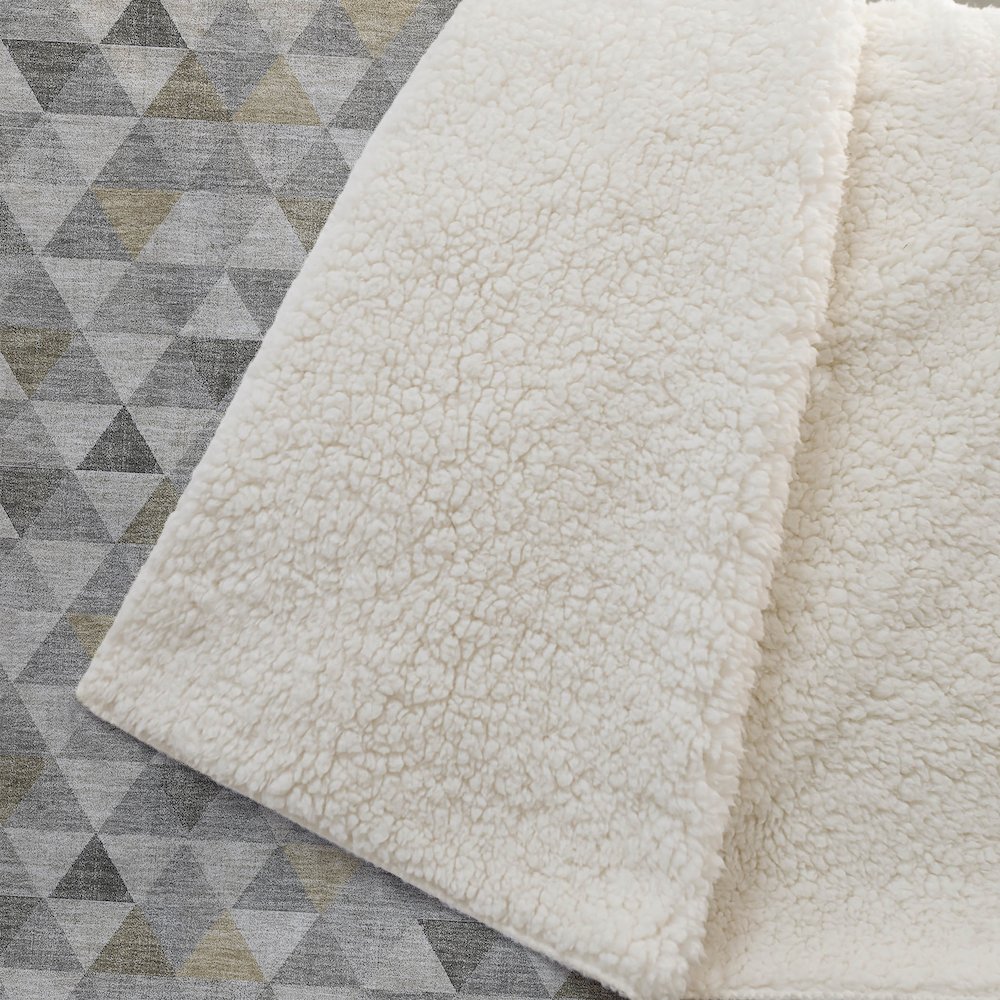 Premium Machine Washable ASB612 Taupe 50" x 70" Sherpa Throw Blanket. Picture 2