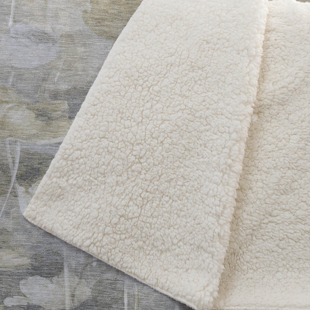 Premium Machine Washable ASB613 Beige 50" x 70" Sherpa Throw Blanket. Picture 2