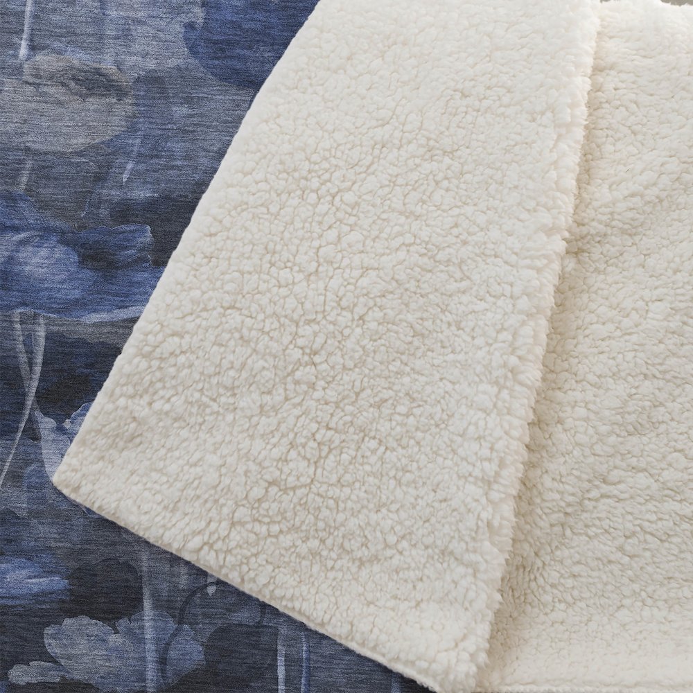 Premium Machine Washable ASB613 Blue 50" x 70" Sherpa Throw Blanket. Picture 2