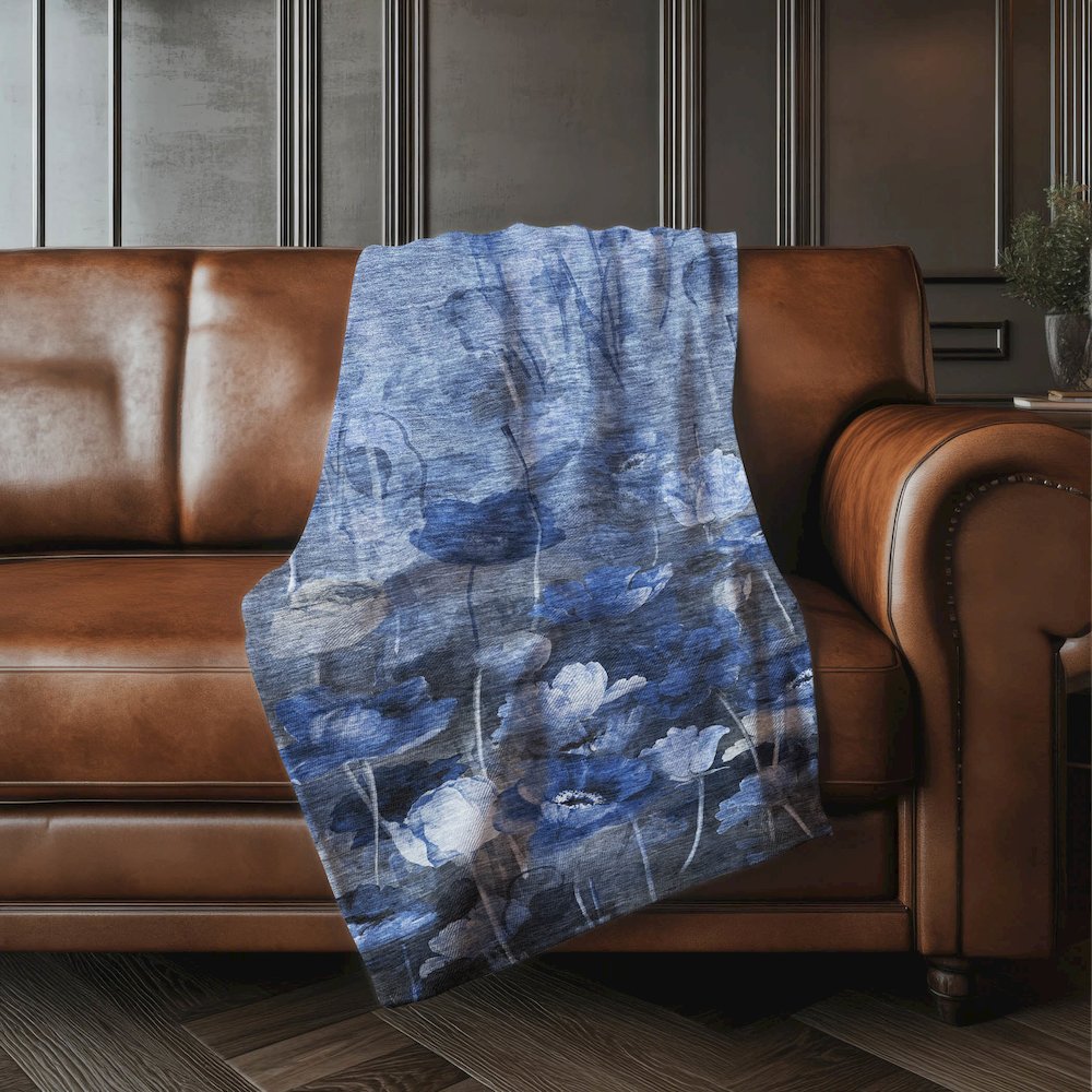Premium Machine Washable ASB613 Blue 50" x 70" Sherpa Throw Blanket. Picture 4