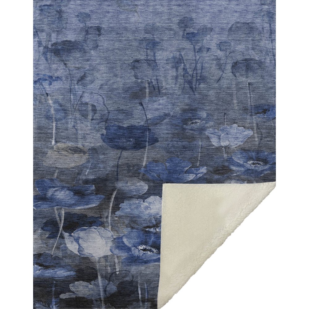 Premium Machine Washable ASB613 Blue 50" x 70" Sherpa Throw Blanket. Picture 1