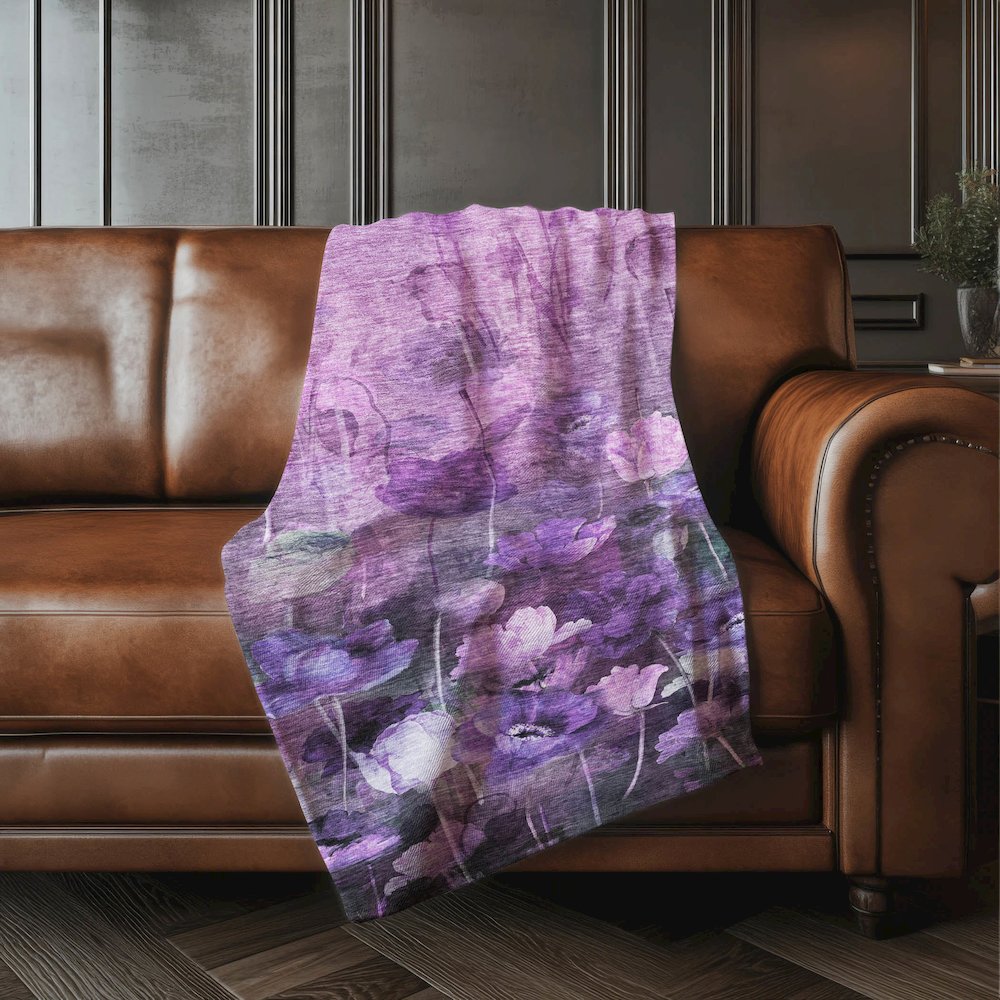 Premium Machine Washable ASB613 Purple 50" x 70" Sherpa Throw Blanket. Picture 4