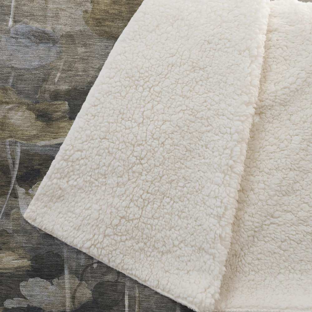 Premium Machine Washable ASB613 Taupe 50" x 70" Sherpa Throw Blanket. Picture 2