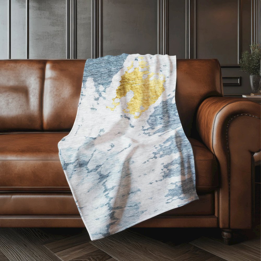 Premium Machine Washable ASB614 Blue 50" x 70" Sherpa Throw Blanket. Picture 4
