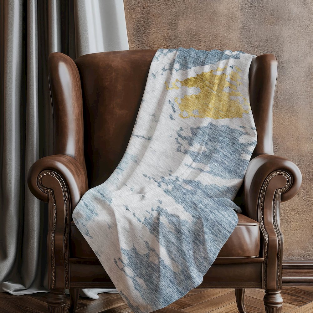 Premium Machine Washable ASB614 Blue 50" x 70" Sherpa Throw Blanket. Picture 5