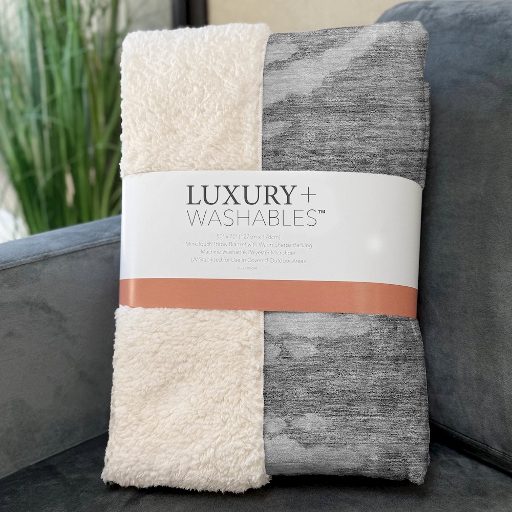 Premium Machine Washable ASB614 Gray 50" x 70" Sherpa Throw Blanket. Picture 3