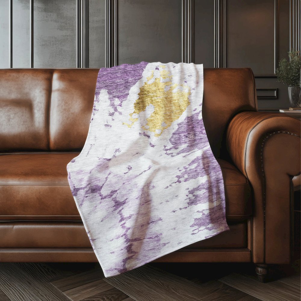 Premium Machine Washable ASB614 Purple 50" x 70" Sherpa Throw Blanket. Picture 4