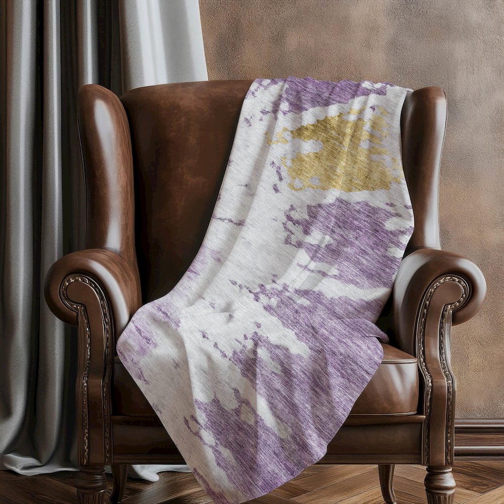 Premium Machine Washable ASB614 Purple 50" x 70" Sherpa Throw Blanket. Picture 5